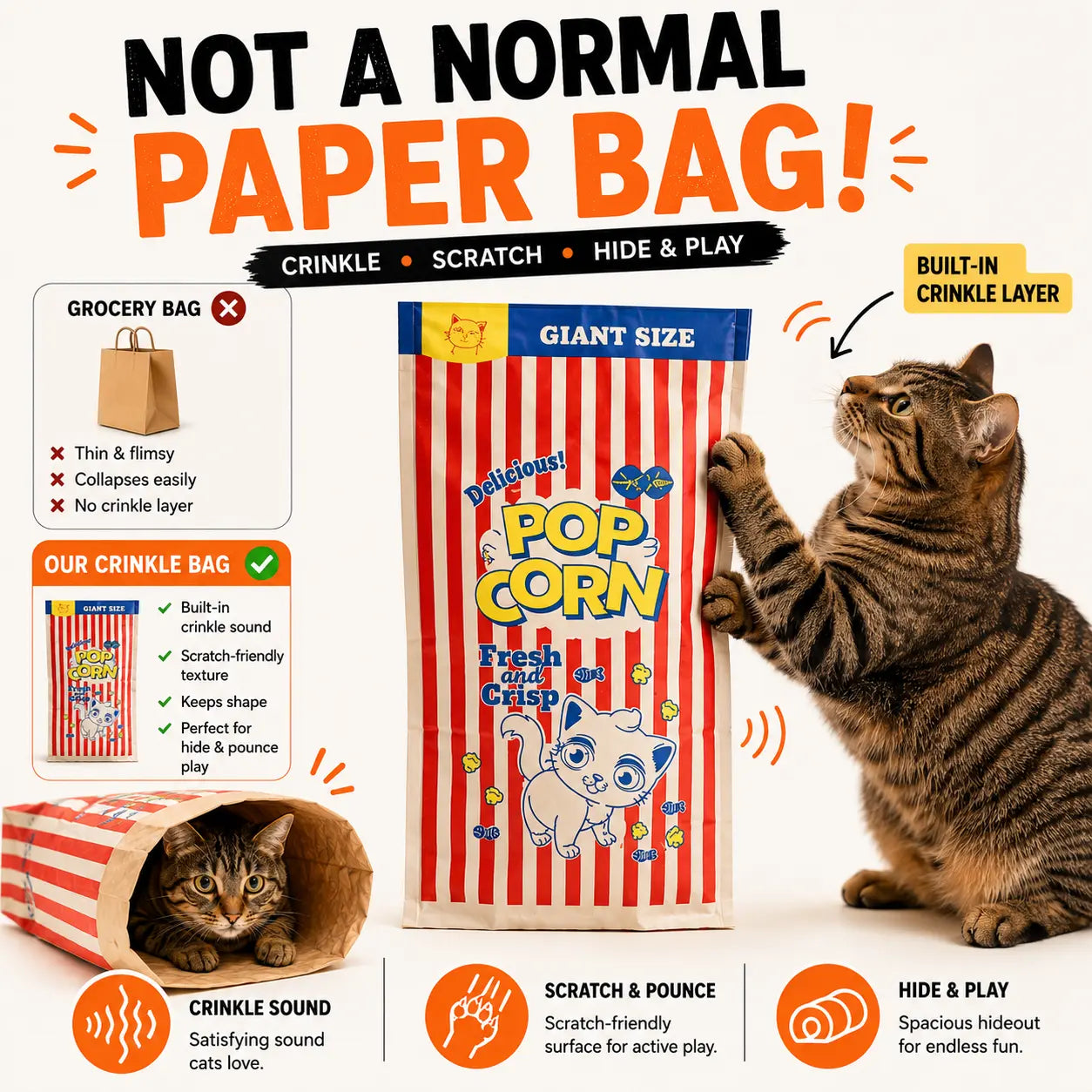 Interactive Crinkle Hideaway Tunnel for Small Pets