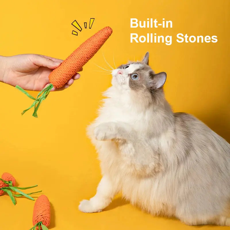 Lovely Caves Cotton Carrot Cat Chew Toy Set, 2 Pack