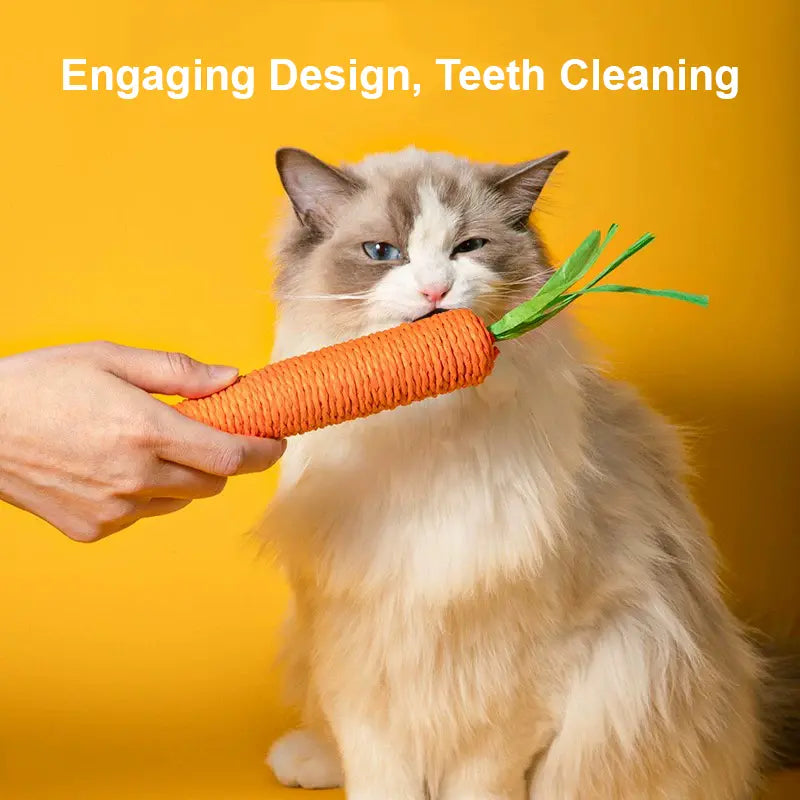 Lovely Caves Cotton Carrot Cat Chew Toy Set, 2 Pack