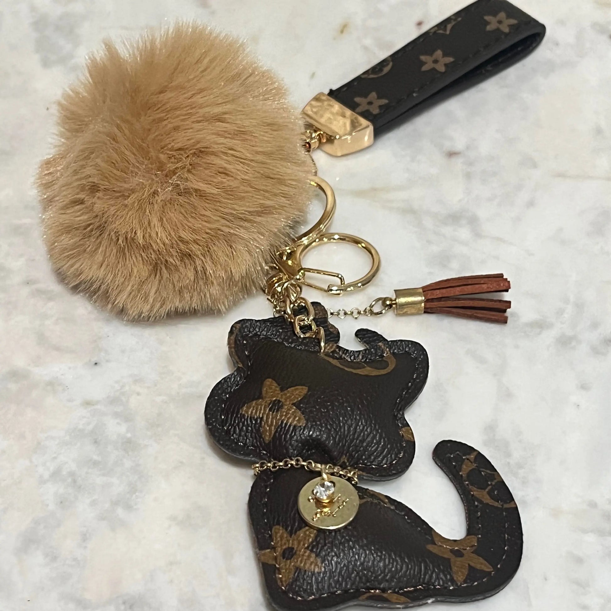 Urban Elegance Cat Bag Charm Keychain