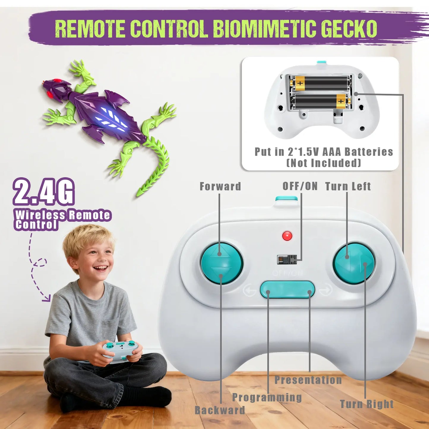 Wall Climbing Gecko Lizard Robot Toy - Rechargeable Remote Control RC Crawler for Boys & Girls Ages 6 & up | Perfect Easter Gifts, Christmas Gifts & Stocking Stuffers