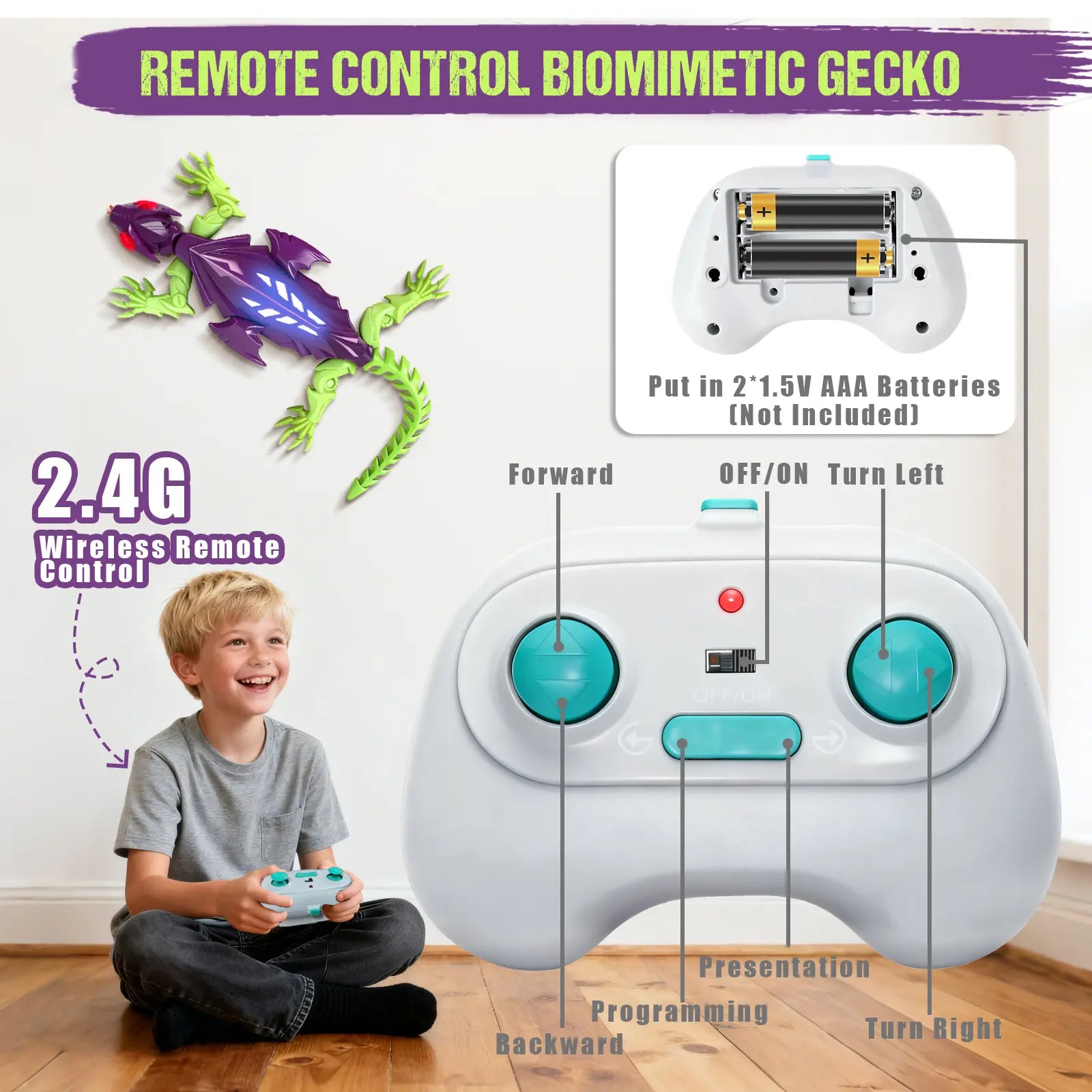 Wall Climbing Gecko Lizard Robot Toy - Rechargeable Remote Control RC Crawler for Boys & Girls Ages 6 & up | Perfect Easter Gifts, Christmas Gifts & Stocking Stuffers