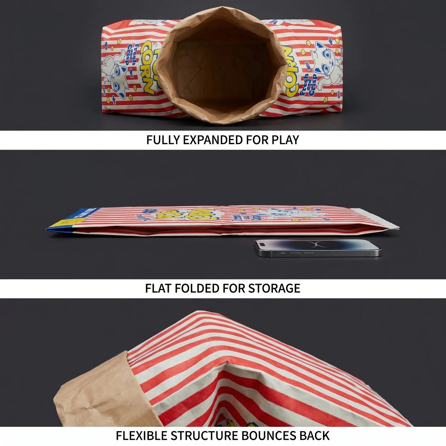Interactive Crinkle Hideaway Tunnel for Small Pets