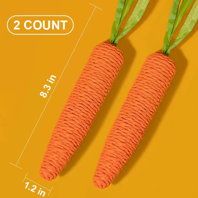 Lovely Caves Cotton Carrot Cat Chew Toy Set, 2 Pack