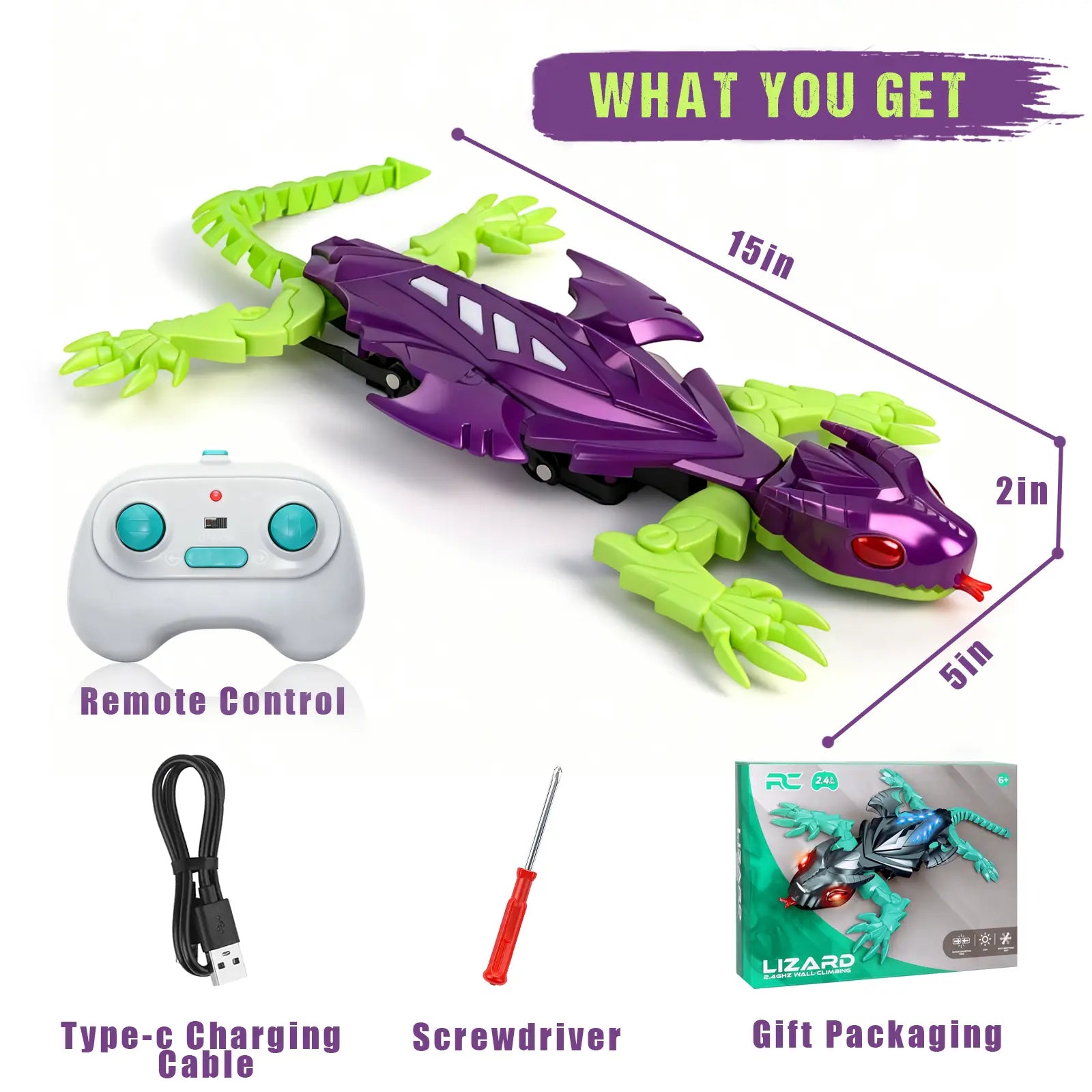 Wall Climbing Gecko Lizard Robot Toy - Rechargeable Remote Control RC Crawler for Boys & Girls Ages 6 & up | Perfect Easter Gifts, Christmas Gifts & Stocking Stuffers