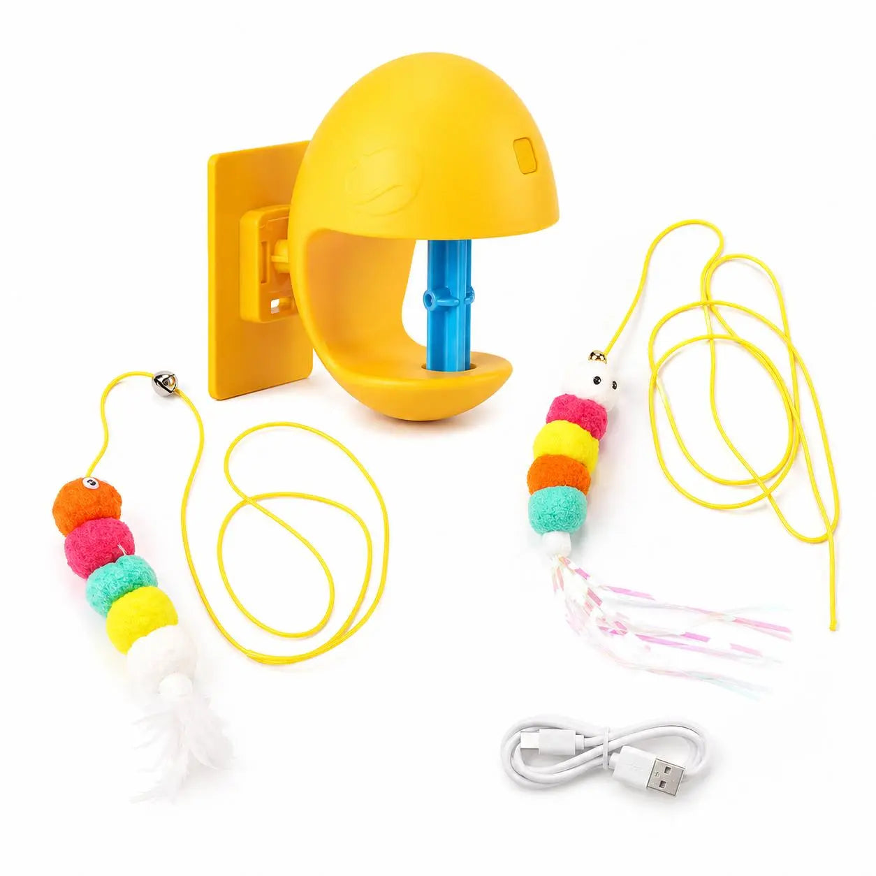 Wall-Mounted Automatic Cat Toy with Adjustable Modes, USB Rechargeable Feather Teaser for Indoor Cats