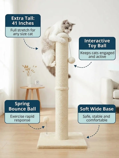 ThePurrPaw Tall Scratching Post for Active Indoor Cats